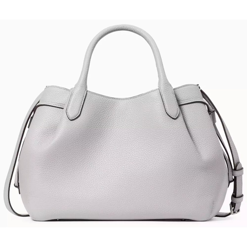 S Kate Spade Dumpling Large Gray Leather Satchel Bag K8134 Purse NWT $459 Retail - Picture 5 of 11